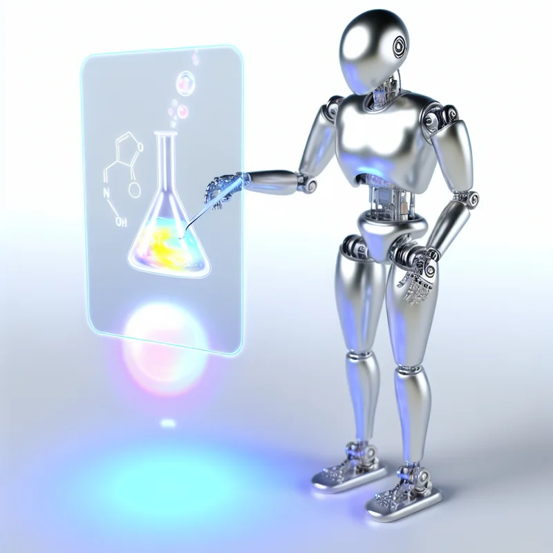 A visual representation of Harnessing Artificial Intelligence in Chemical Research and Industry: Opportunities and Challenges featuring AI technologies and industry-specific elements.