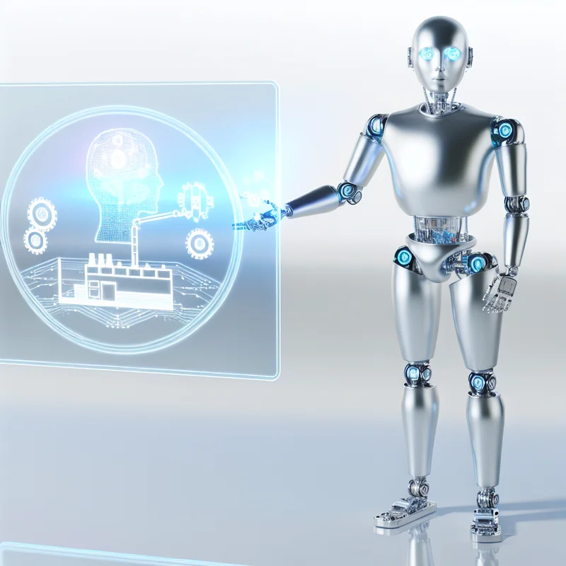 A visual representation of Leveraging AI for Manufacturing: Transforming Production and Operations featuring AI technologies and industry-specific elements.